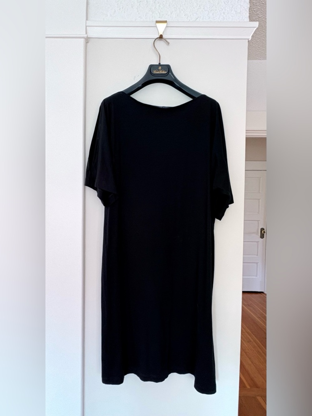 Eileen Fisher Black Shoulder-Revealing Dress - Minimal Scoop Neck